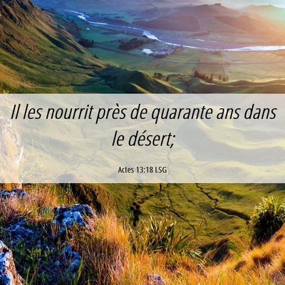 Picture 06 - Actes 13:18 LSG - Il les nourrit près de quarante ans dans le - Bible Verse Picture