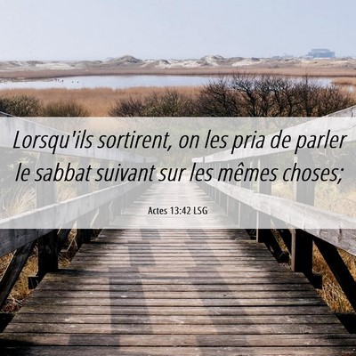 Picture 06 - Actes 13:42 LSG - Lorsqu'ils sortirent, on les pria de parler le - Bible Verse Picture