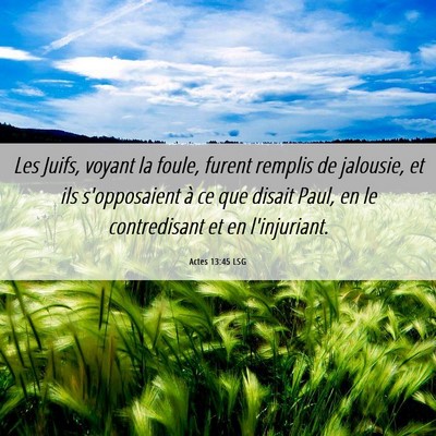 Picture 06 - Actes 13:45 LSG - Les Juifs, voyant la foule, furent remplis de - Bible Verse Picture