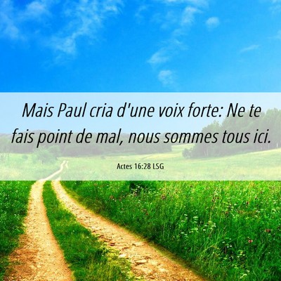Picture 06 - Actes 16:28 LSG - Mais Paul cria d'une voix forte: Ne te fais point - Bible Verse Picture