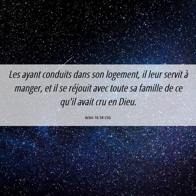 Picture 06 - Actes 16:34 LSG - Les ayant conduits dans son logement, il leur - Bible Verse Picture