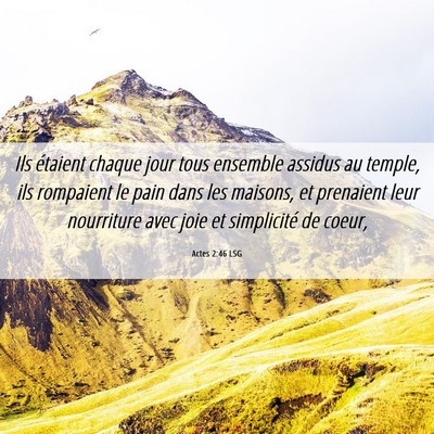 Picture 06 - Actes 2:46 LSG - Ils étaient chaque jour tous ensemble assidus au - Bible Verse Picture