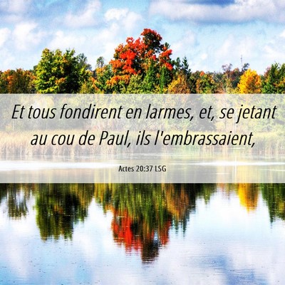 Picture 06 - Actes 20:37 LSG - Et tous fondirent en larmes, et, se jetant au cou - Bible Verse Picture