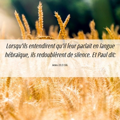 Picture 06 - Actes 22:2 LSG - Lorsqu'ils entendirent qu'il leur parlait en - Bible Verse Picture