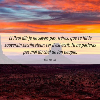 Picture 06 - Actes 23:5 LSG - Et Paul dit: Je ne savais pas, frères, que ce - Bible Verse Picture