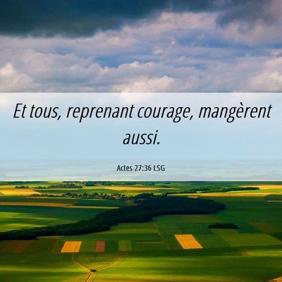 Picture 06 - Actes 27:36 LSG - Et tous, reprenant courage, mangèrent - Bible Verse Picture