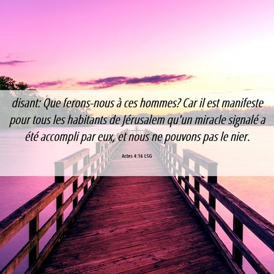 Picture 06 - Actes 4:16 LSG - disant: Que ferons-nous à ces hommes? Car il est - Bible Verse Picture