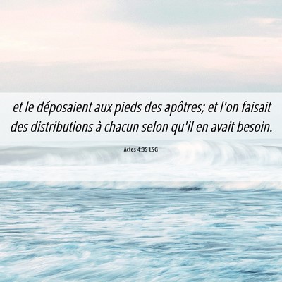 Picture 06 - Actes 4:35 LSG - et le déposaient aux pieds des apôtres; et l'on - Bible Verse Picture