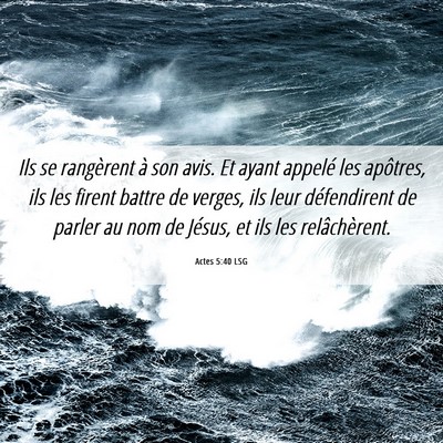 Picture 06 - Actes 5:40 LSG - Ils se rangèrent à son avis. Et ayant appelé - Bible Verse Picture