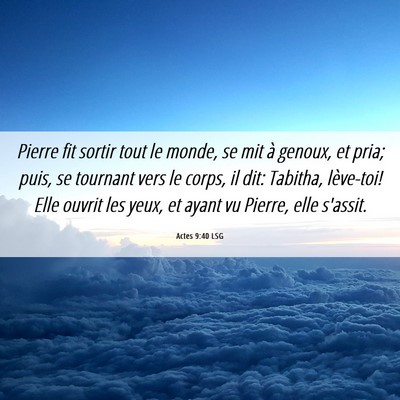 Picture 06 - Actes 9:40 LSG - Pierre fit sortir tout le monde, se mit à - Bible Verse Picture