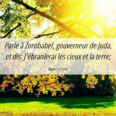 Picture 06 - Aggée 2:21 LSG - Parle à Zorobabel, gouverneur de Juda, et dis: - Bible Verse Picture