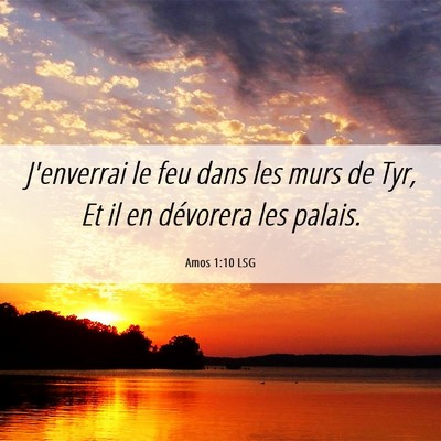 Picture 06 - Amos 1:10 LSG - J'enverrai le feu dans les murs de Tyr, Et il en - Bible Verse Picture