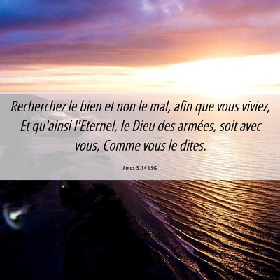 Picture 06 - Amos 5:14 LSG - Recherchez le bien et non le mal, afin que vous - Bible Verse Picture