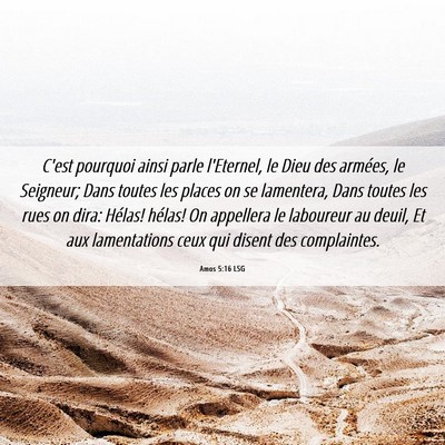 Picture 06 - Amos 5:16 LSG - C'est pourquoi ainsi parle l'Eternel, le Dieu des - Bible Verse Picture