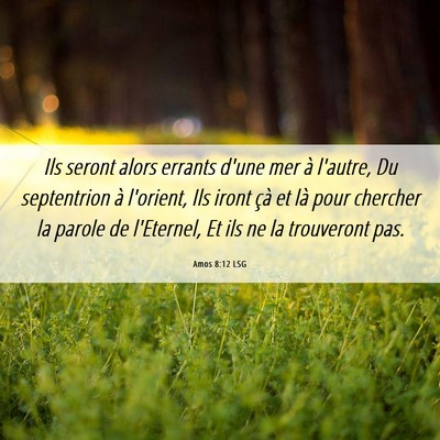 Picture 06 - Amos 8:12 LSG - Ils seront alors errants d'une mer à l'autre, Du - Bible Verse Picture