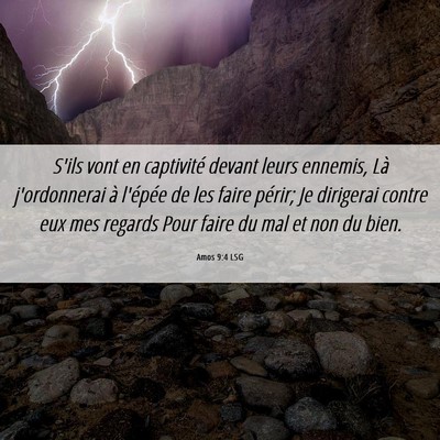 Picture 06 - Amos 9:4 LSG - S'ils vont en captivité devant leurs ennemis, - Bible Verse Picture