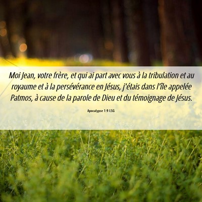 Picture 06 - Apocalypse 1:9 LSG - Moi Jean, votre frère, et qui ai part avec vous - Bible Verse Picture