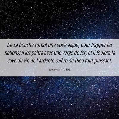 Picture 06 - Apocalypse 19:15 LSG - De sa bouche sortait une épée aiguë, pour - Bible Verse Picture