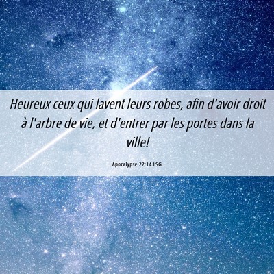 Picture 06 - Apocalypse 22:14 LSG - Heureux ceux qui lavent leurs robes, afin d'avoir - Bible Verse Picture