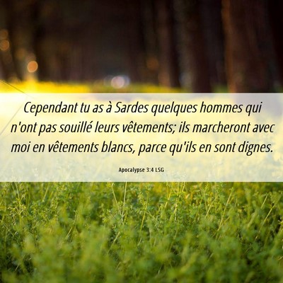 Picture 06 - Apocalypse 3:4 LSG - Cependant tu as à Sardes quelques hommes qui - Bible Verse Picture