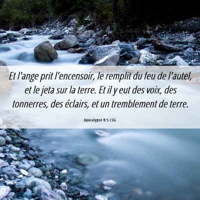 Picture 06 - Apocalypse 8:5 LSG - Et l'ange prit l'encensoir, le remplit du feu de - Bible Verse Picture
