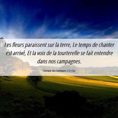 Picture 06 - Cantique des Cantiques 2:12 LSG - Les fleurs paraissent sur la terre, Le temps de - Bible Verse Picture