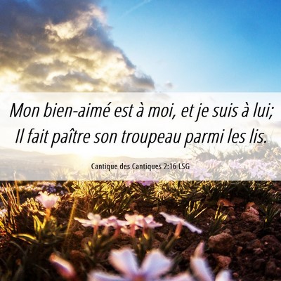 Picture 06 - Cantique des Cantiques 2:16 LSG - Mon bien-aimé est à moi, et je suis à lui; Il - Bible Verse Picture