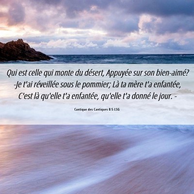Picture 06 - Cantique des Cantiques 8:5 LSG - Qui est celle qui monte du désert, Appuyée sur - Bible Verse Picture