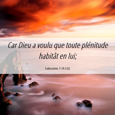 Picture 06 - Colossiens 1:19 LSG - Car Dieu a voulu que toute plénitude habitât en - Bible Verse Picture