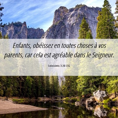Picture 06 - Colossiens 3:20 LSG - Enfants, obéissez en toutes choses à vos - Bible Verse Picture