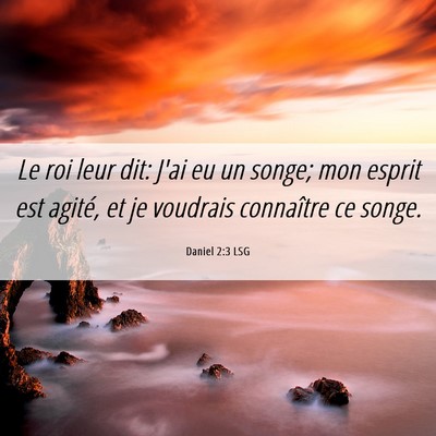 Picture 06 - Daniel 2:3 LSG - Le roi leur dit: J'ai eu un songe; mon esprit est - Bible Verse Picture