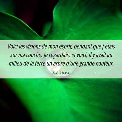 Picture 06 - Daniel 4:10 LSG - Voici les visions de mon esprit, pendant que - Bible Verse Picture