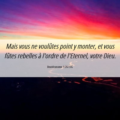 Picture 06 - Deutéronome 1:26 LSG - Mais vous ne voulûtes point y monter, et vous - Bible Verse Picture