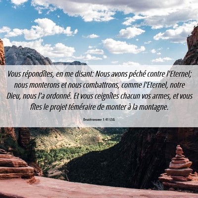 Picture 06 - Deutéronome 1:41 LSG - Vous répondîtes, en me disant: Nous avons - Bible Verse Picture