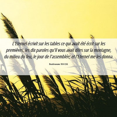 Picture 06 - Deutéronome 10:4 LSG - L'Eternel écrivit sur les tables ce qui avait - Bible Verse Picture
