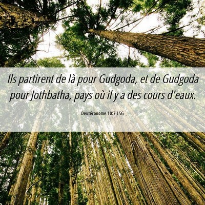 Picture 06 - Deutéronome 10:7 LSG - Ils partirent de là pour Gudgoda, et de Gudgoda - Bible Verse Picture