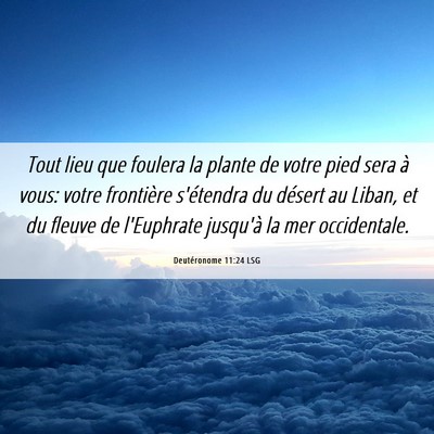 Picture 06 - Deutéronome 11:24 LSG - Tout lieu que foulera la plante de votre pied - Bible Verse Picture
