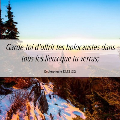 Picture 06 - Deutéronome 12:13 LSG - Garde-toi d'offrir tes holocaustes dans tous les - Bible Verse Picture