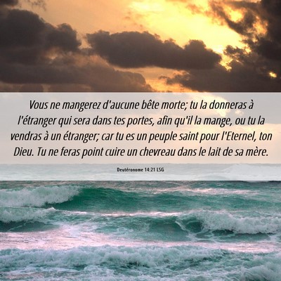 Picture 06 - Deutéronome 14:21 LSG - Vous ne mangerez d'aucune bête morte; tu la - Bible Verse Picture