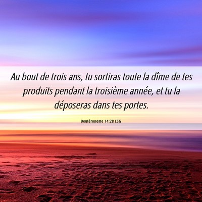 Picture 06 - Deutéronome 14:28 LSG - Au bout de trois ans, tu sortiras toute la dîme - Bible Verse Picture