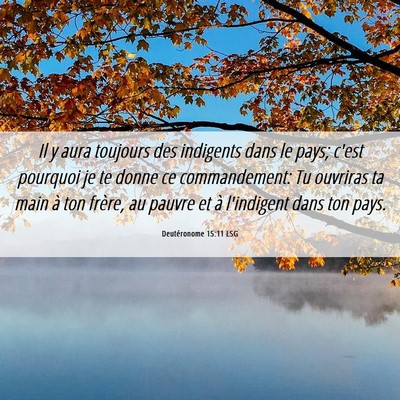 Picture 06 - Deutéronome 15:11 LSG - Il y aura toujours des indigents dans le pays; - Bible Verse Picture