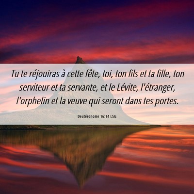 Picture 06 - Deutéronome 16:14 LSG - Tu te réjouiras à cette fête, toi, ton fils et - Bible Verse Picture