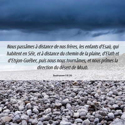 Picture 06 - Deutéronome 2:8 LSG - Nous passâmes à distance de nos frères, les - Bible Verse Picture