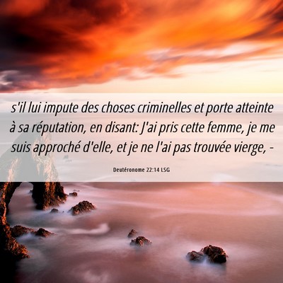Picture 06 - Deutéronome 22:14 LSG - s'il lui impute des choses criminelles et porte - Bible Verse Picture