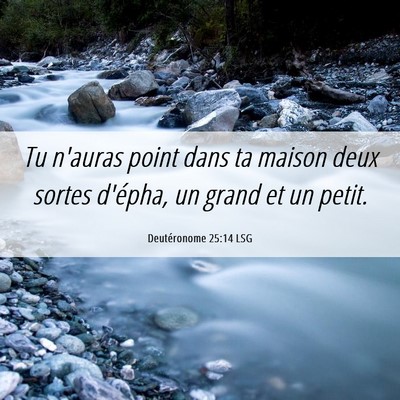 Picture 06 - Deutéronome 25:14 LSG - Tu n'auras point dans ta maison deux sortes - Bible Verse Picture