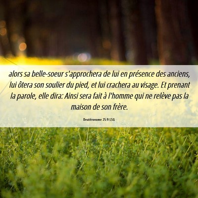 Picture 06 - Deutéronome 25:9 LSG - alors sa belle-soeur s'approchera de lui en - Bible Verse Picture