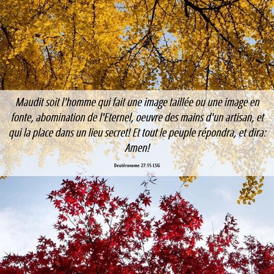 Picture 06 - Deutéronome 27:15 LSG - Maudit soit l'homme qui fait une image taillée - Bible Verse Picture