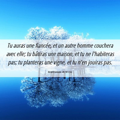 Picture 06 - Deutéronome 28:30 LSG - Tu auras une fiancée, et un autre homme couchera - Bible Verse Picture