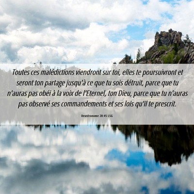 Picture 06 - Deutéronome 28:45 LSG - Toutes ces malédictions viendront sur toi, elles - Bible Verse Picture