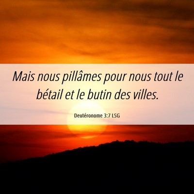 Picture 06 - Deutéronome 3:7 LSG - Mais nous pillâmes pour nous tout le bétail et - Bible Verse Picture